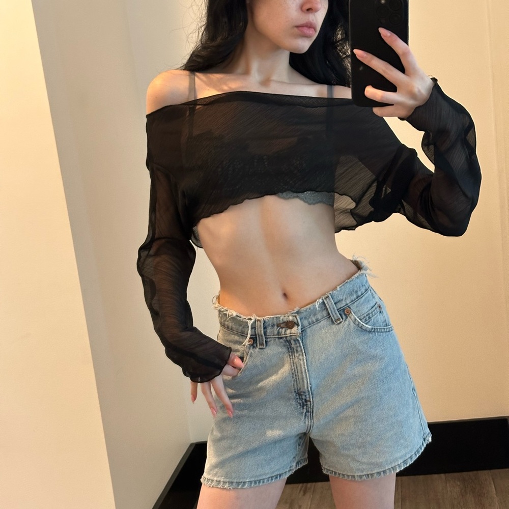 Sheer Black Off-Shoulder Top